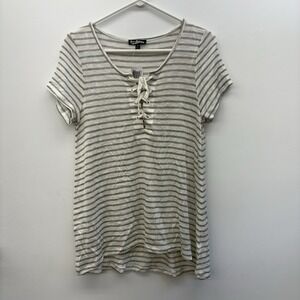 Freshmen 1996 Women's Striped Lattice Front Short Sleeve Size Medium‎